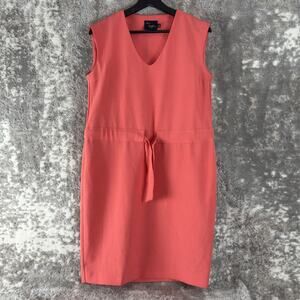 Just Taylor Size 4 Tie Front Knee Length Shift Dress Pink Sleeveless V Neck